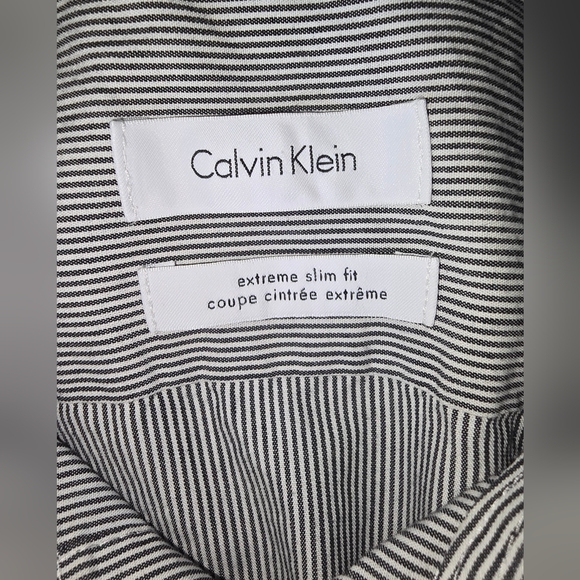 Calvin Klein Pinned Stripped Slim Fit, Full Button Dress Shirt - Picture 5 of 8